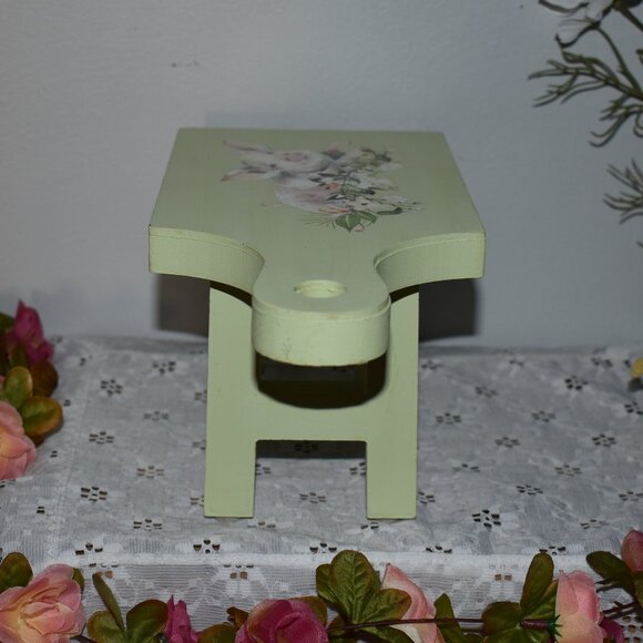 Handmade Pig Flowers Green Wood Riser Country Cottage Farmhouse Decor - Picture 7 of 13